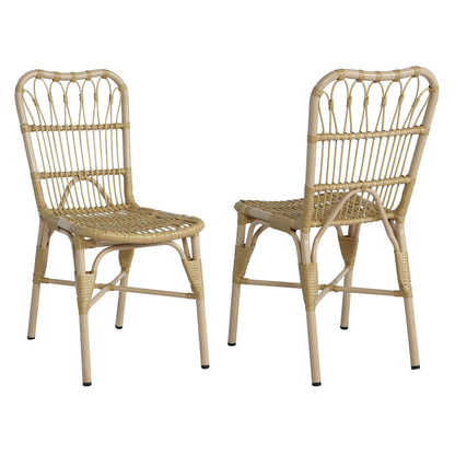 Outdoor Wicker Patio Dining Chairs Set With Durable Frame And Rattan Weave Noble House