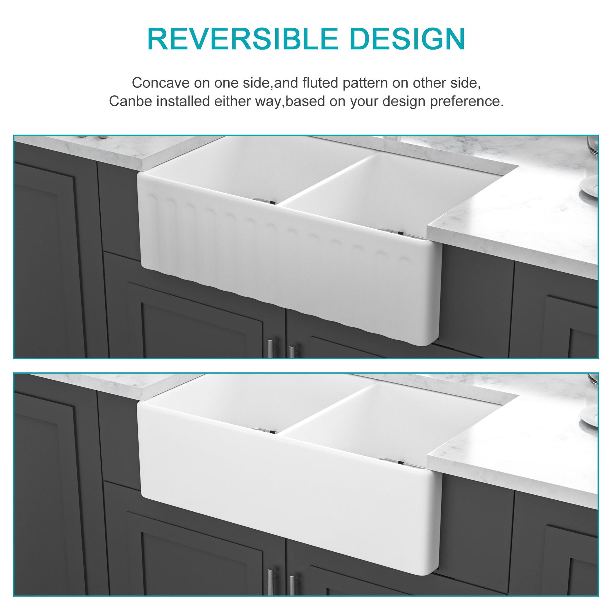 Sink 33" Double Bowl Kitchen Sink With Deep Bowls And Grids - White Daily Nest