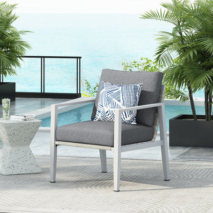 Modern Lounge Chair With Rope Accents And Cushions Noble House