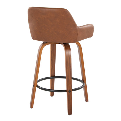 Daniella - Contemporary Fixed Height Counter Stool With Swivel With Round Footrest (Set of 2) Lumi Source