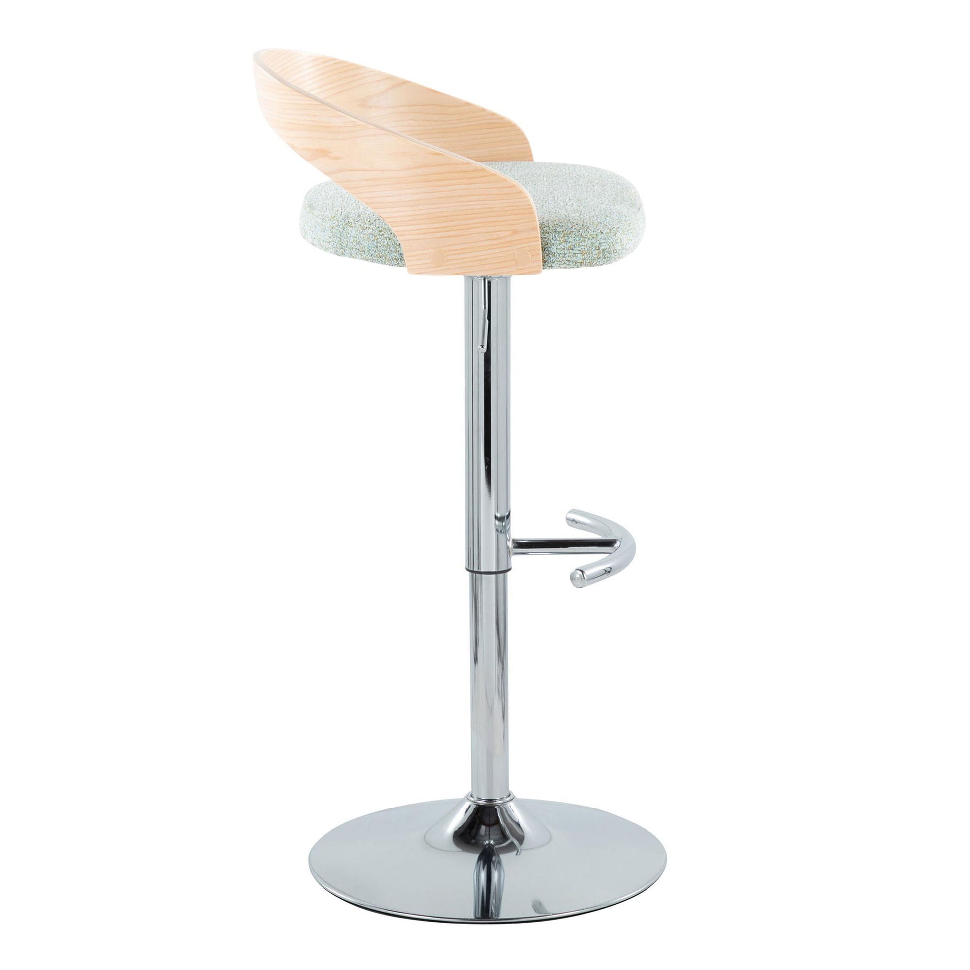 Grotto - Contemporary Adjustable Barstool, Swivel With Rounded T Footrest (Set of 2) Lumi Source