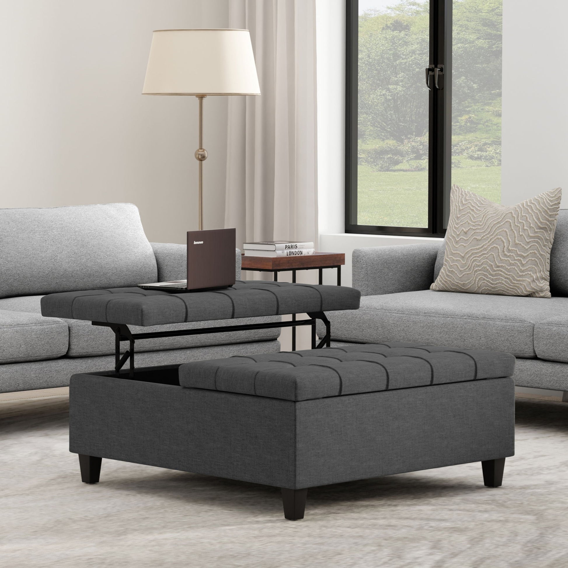 Harrison - Upholstered Coffee Table Storage Ottoman Simpli-Home