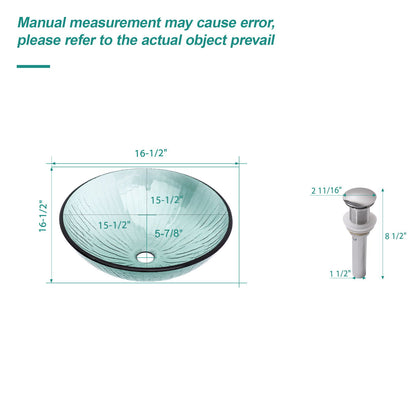Vessel Sink With Trim, Round Bowl, Pop Up Drain (No Faucet) - Green Daily Nest