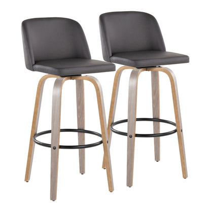 Toriano - Mid-Century Modern Fixed Height BarStool With Round Footrest (Set of 2) Lumi Source