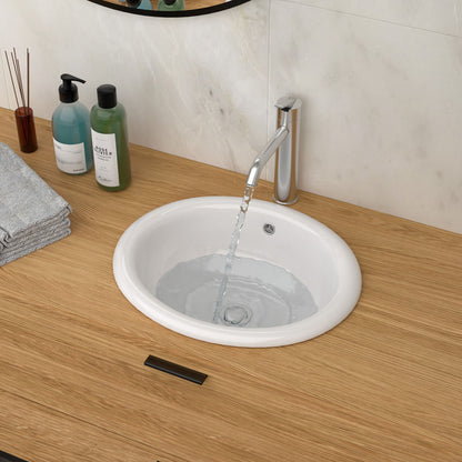 Semi Recessed Bathroom Sink With Countertop Vessel Design, 17" X 15.5" - White Daily Nest