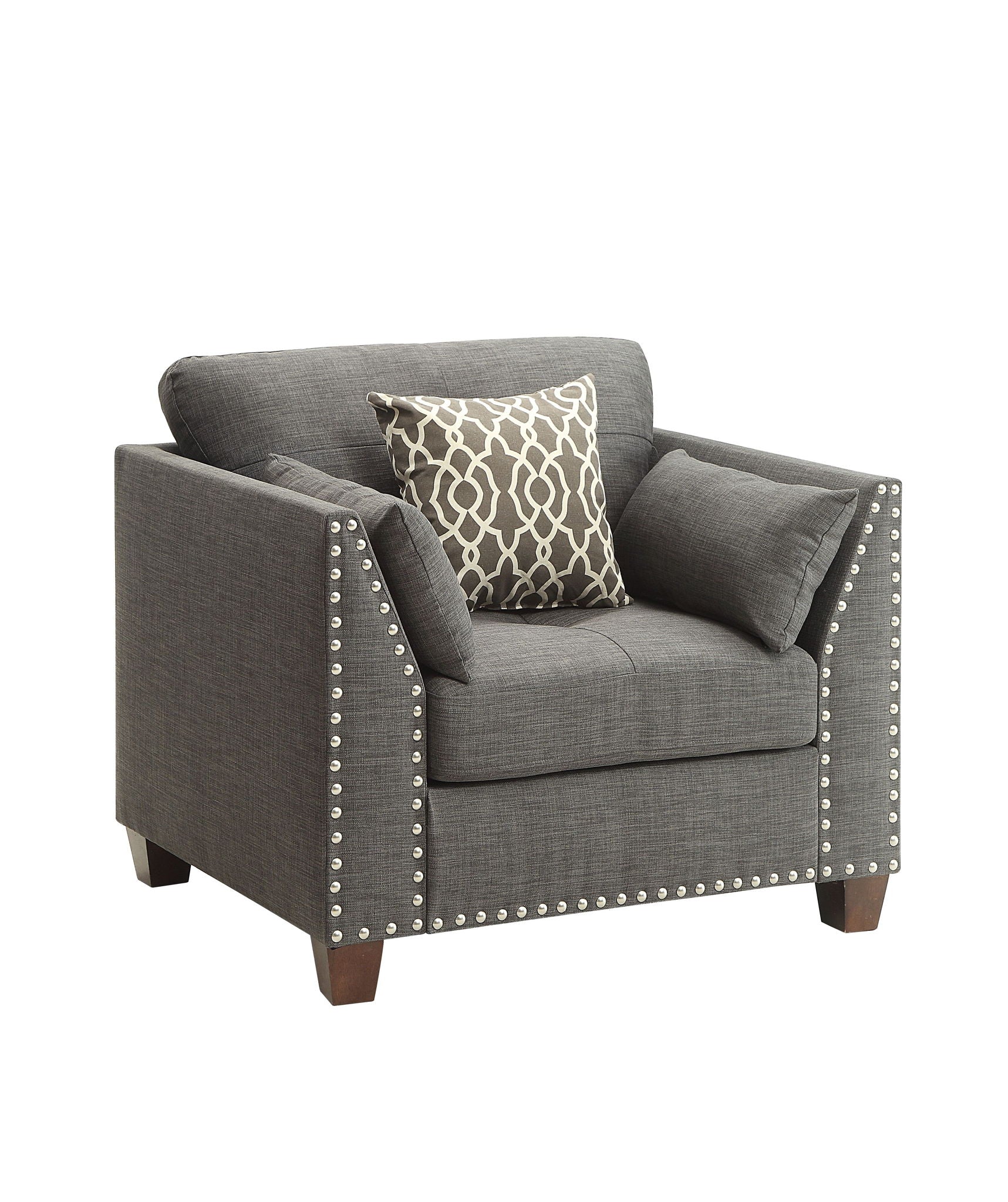 Laurissa - Chair With 3 Pillows - Light Charcoal Acme