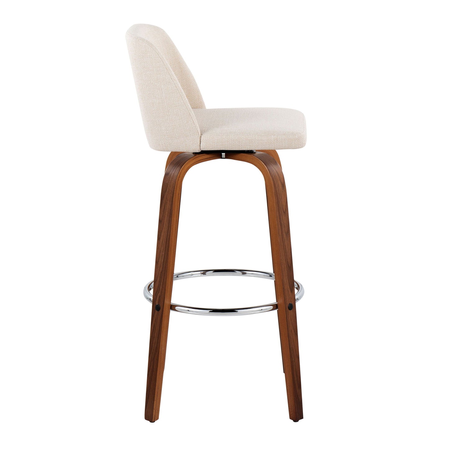 Toriano - Mid Century Modern Fixed Height, Barstool With Swivel With Round Footrest (Set of 2) Lumi Source