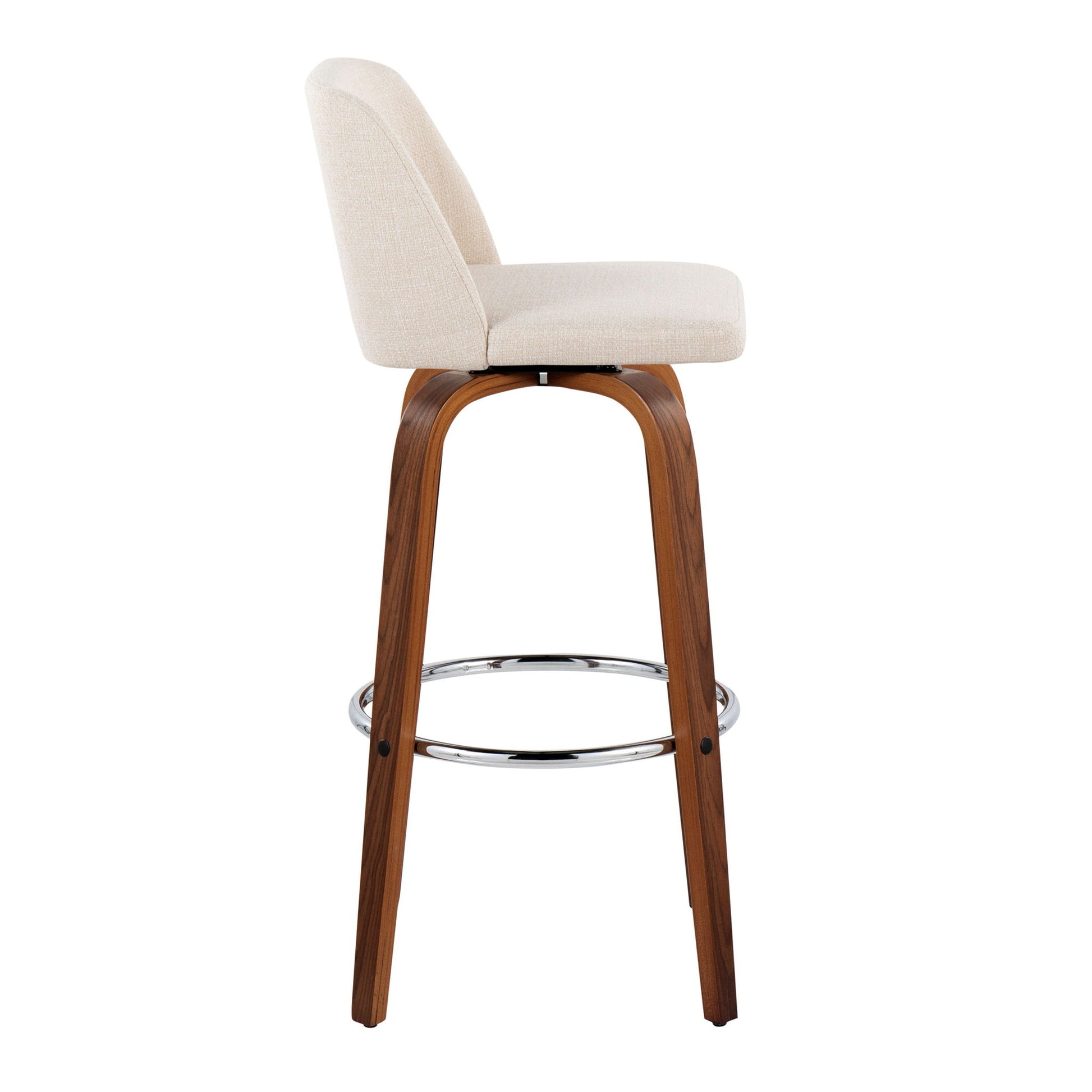 Toriano - Mid Century Modern Fixed Height, Barstool With Swivel With Round Footrest (Set of 2) Lumi Source