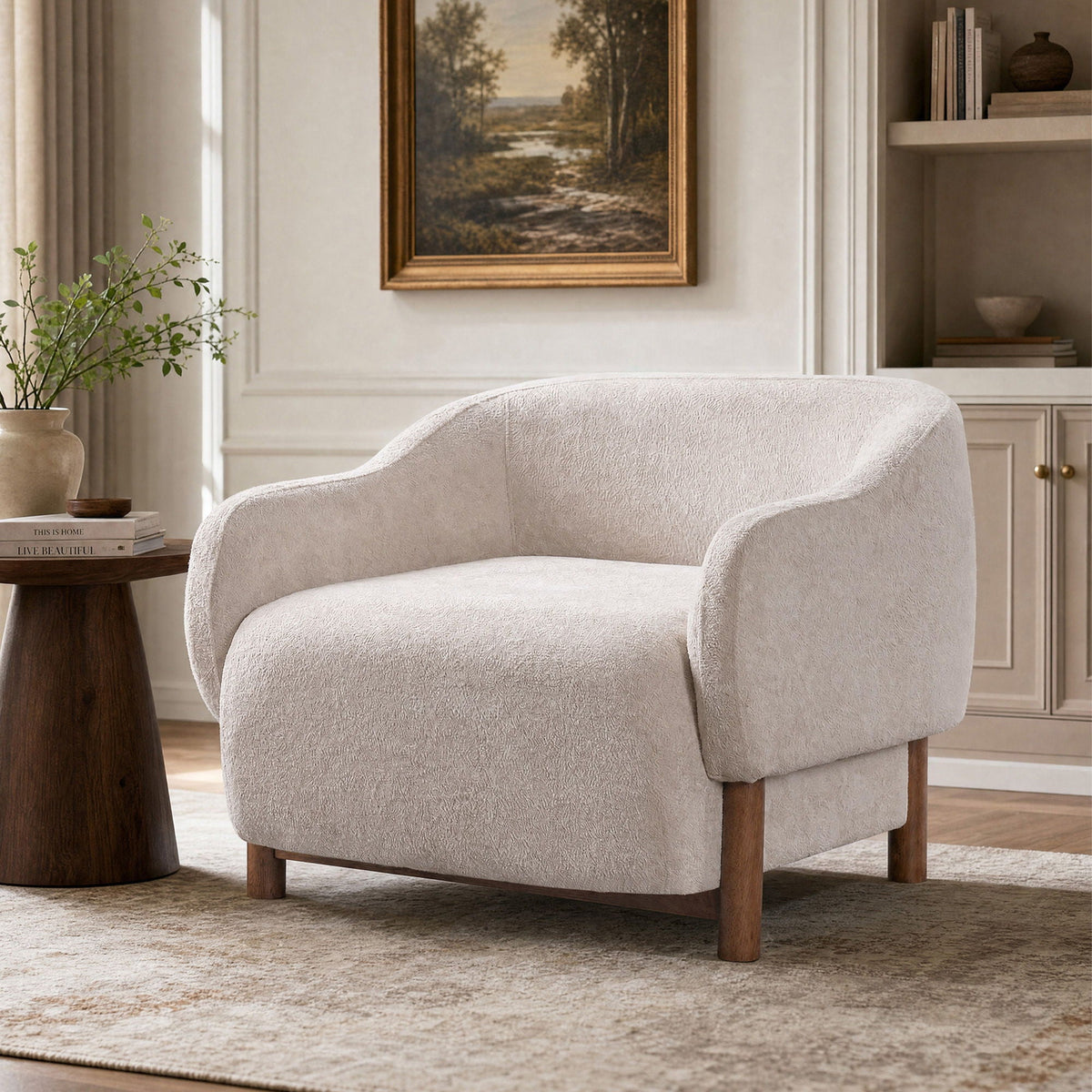 Modern Accent Chair With Recessed Arms And Tight Back Noble House