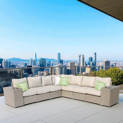 Rattan Sectional Sofa Set With Cushions LSI Patio Furniture