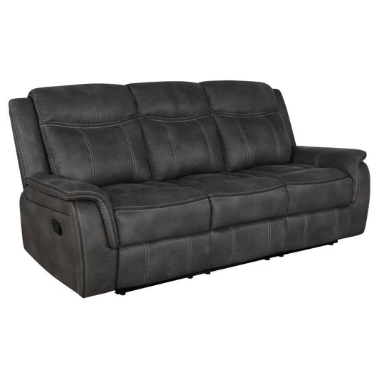 Lawrence - Upholstered Padded Arm Reclining Sofa - Charcoal CoasterEveryday