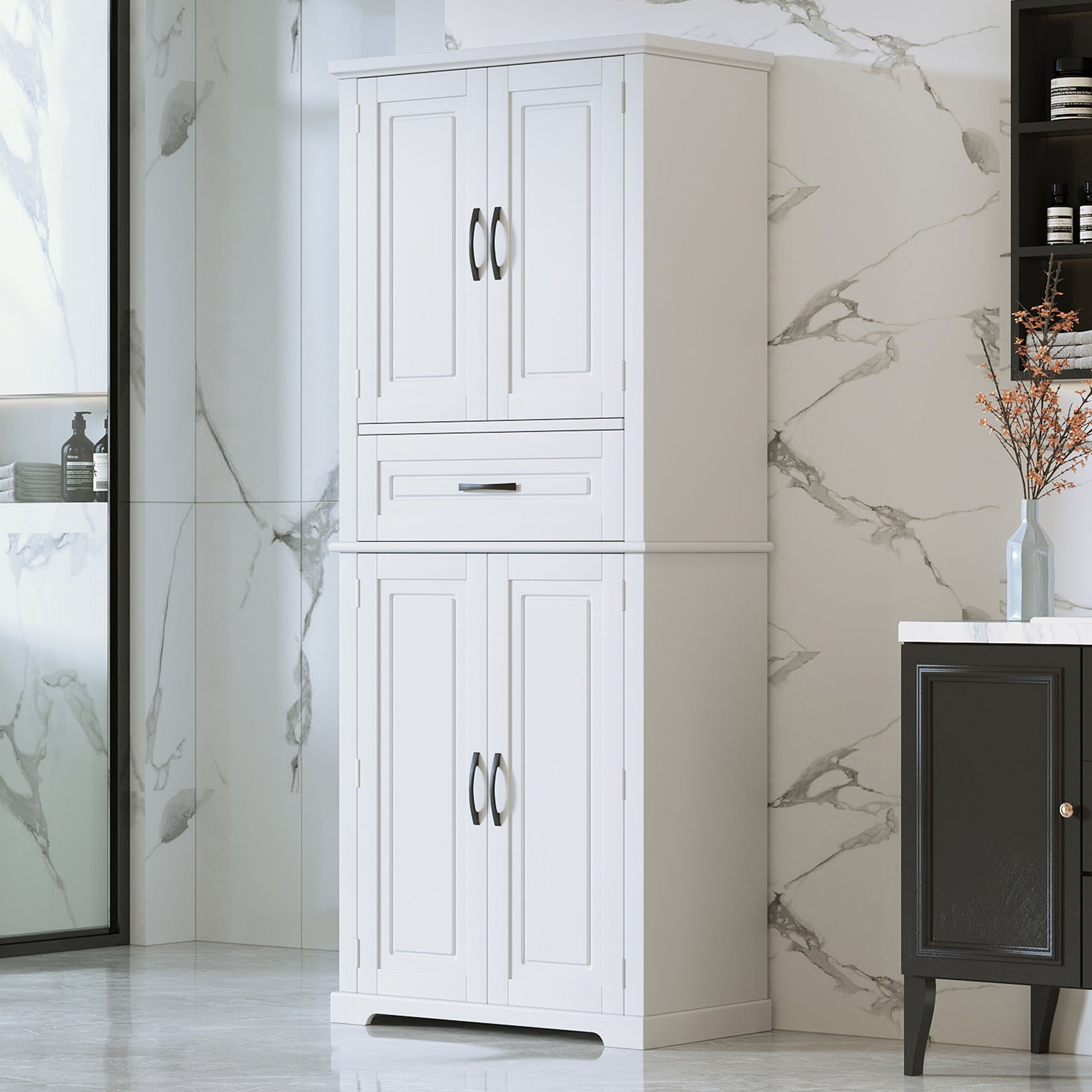 Bathroom Storage Cabinet With Multifunctional Storage Space, Drawer With Slide Rails, Adjustable Shelf Noble House