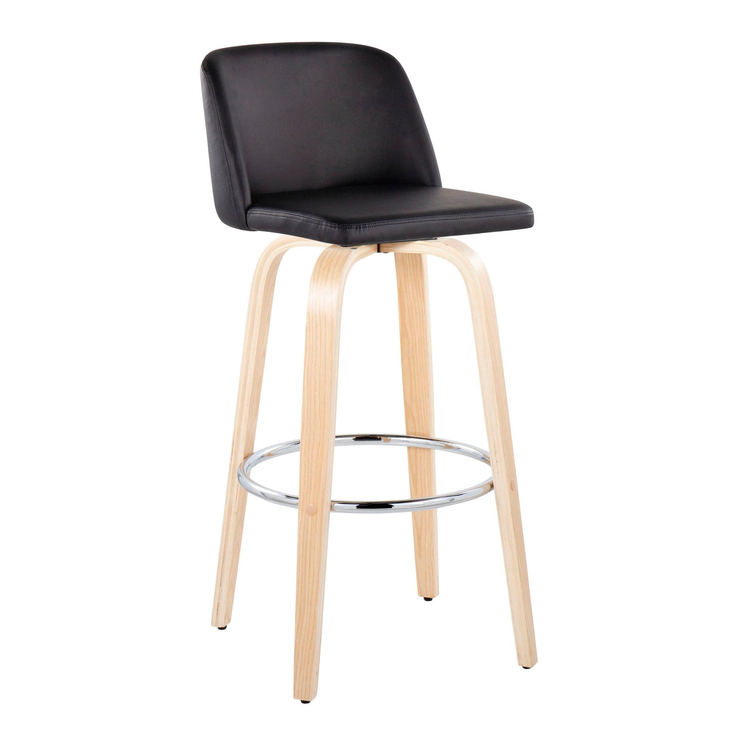 Toriano - Contemporary Fixed Height Barstool & Swivel With Round Footrest (Set of 2) Lumi Source