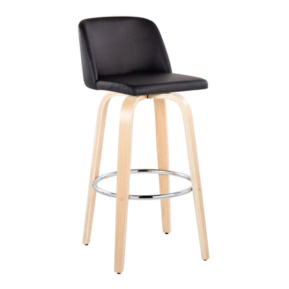 Toriano - Contemporary Fixed Height Barstool & Swivel With Round Footrest (Set of 2) Lumi Source