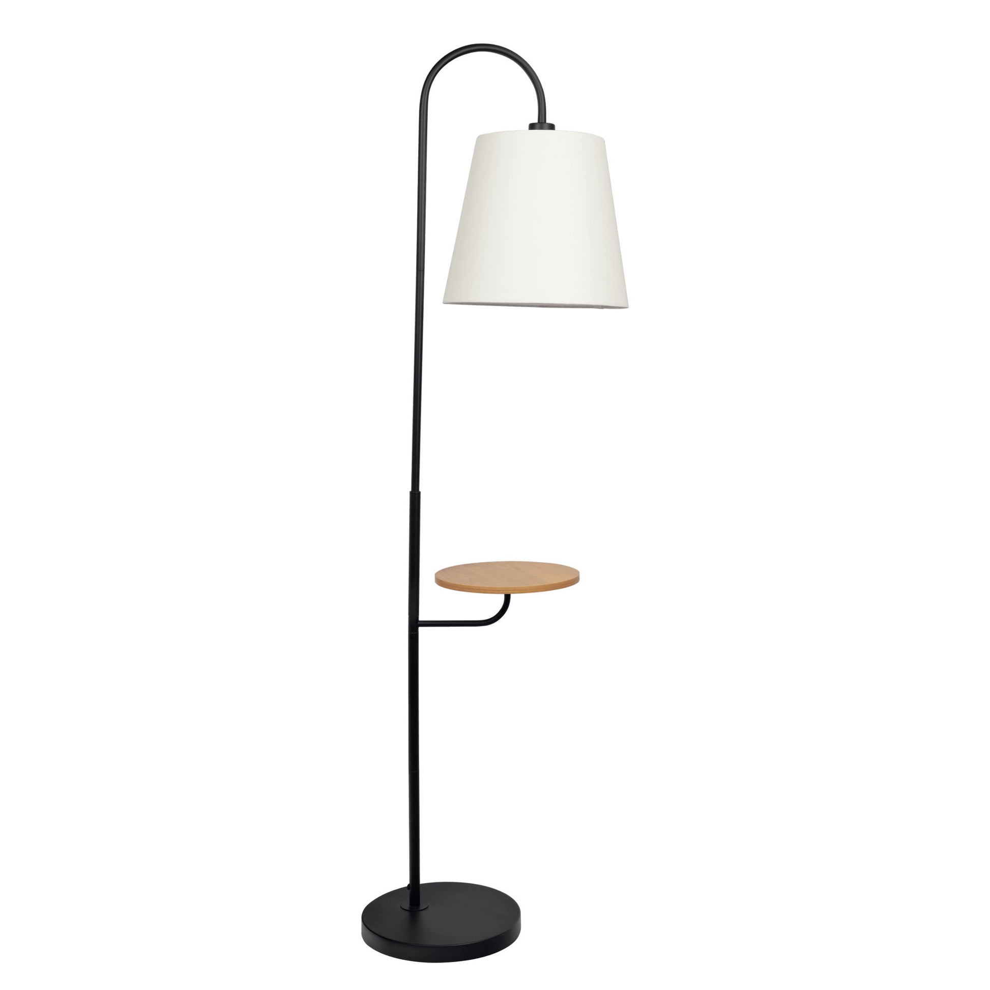 Seoul - Floor Lamp With Rotary Switch Wood Table Base - Black / White Ashcroft Furniture