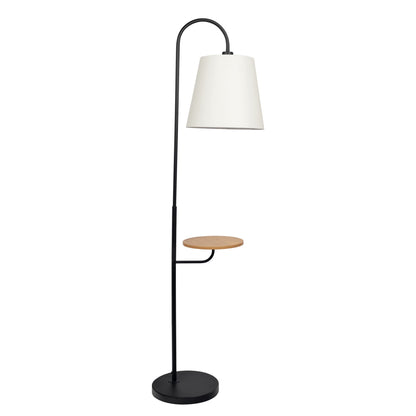 Seoul - Floor Lamp With Rotary Switch Wood Table Base - Black / White Ashcroft Furniture