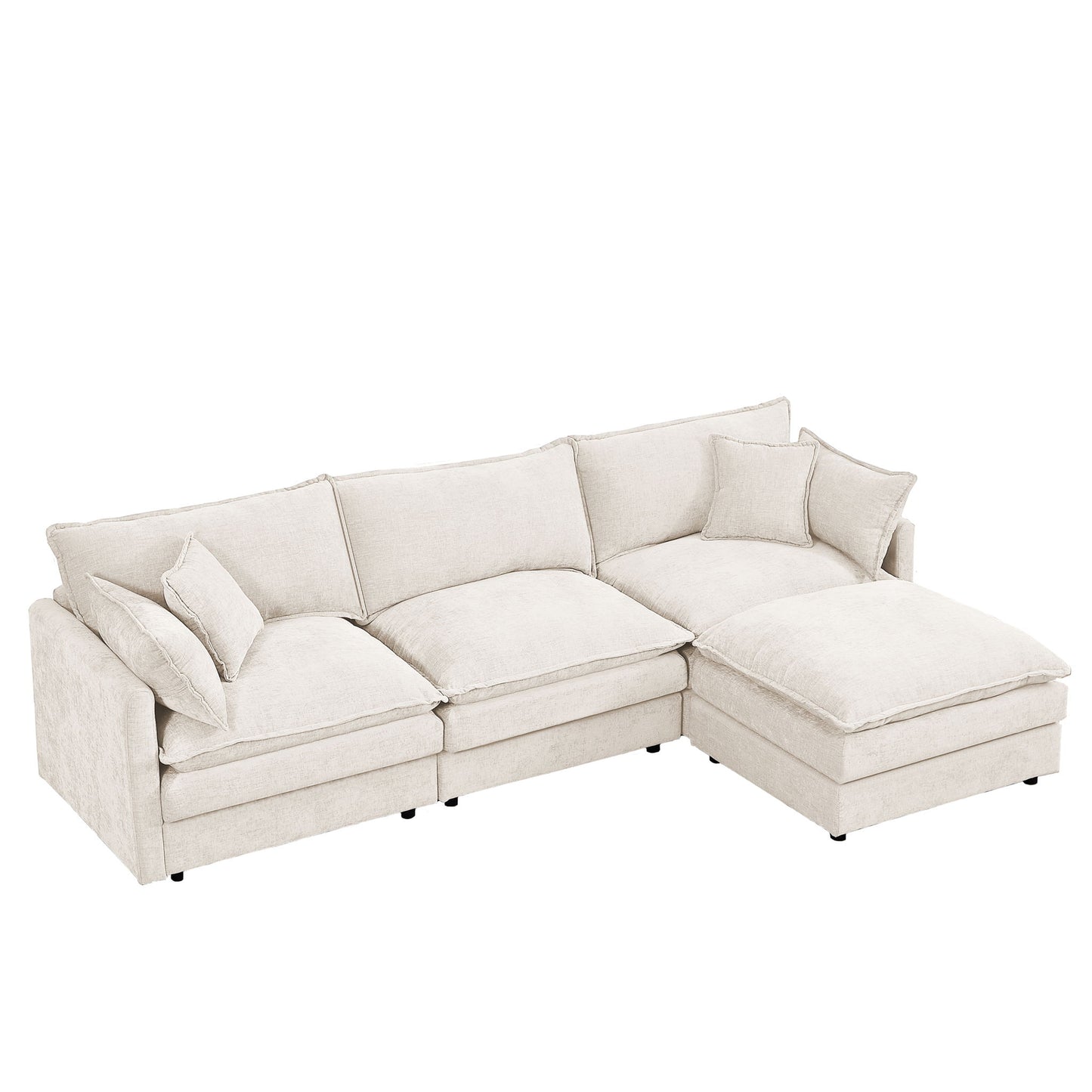 Contemporary Modular Sectional Sofa Set With Movable Ottoman Home Essentials