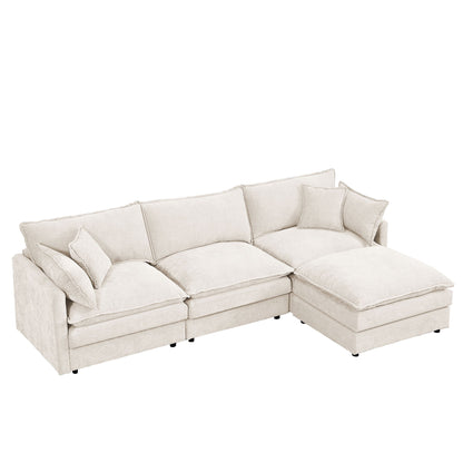 Contemporary Modular Sectional Sofa Set With Movable Ottoman Home Essentials