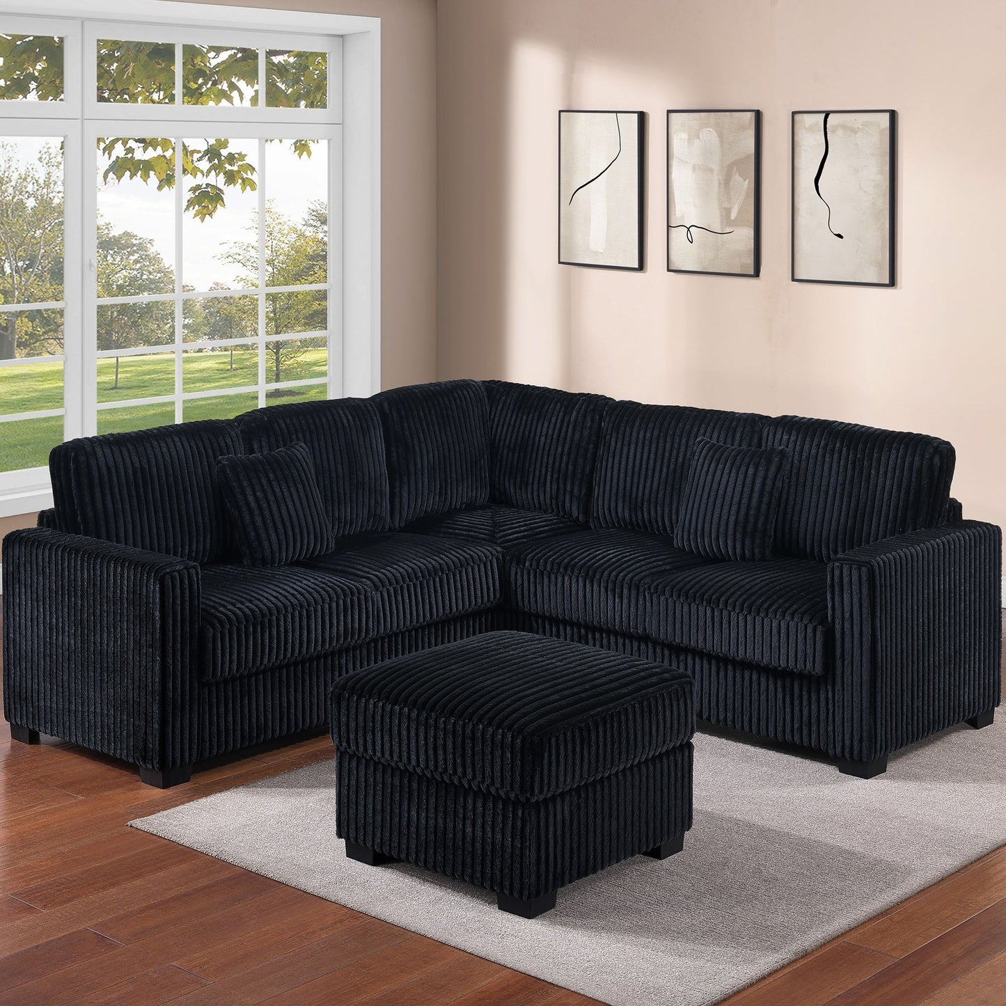 Modern Sectional Set With Cocktail Ottoman Home Essentials