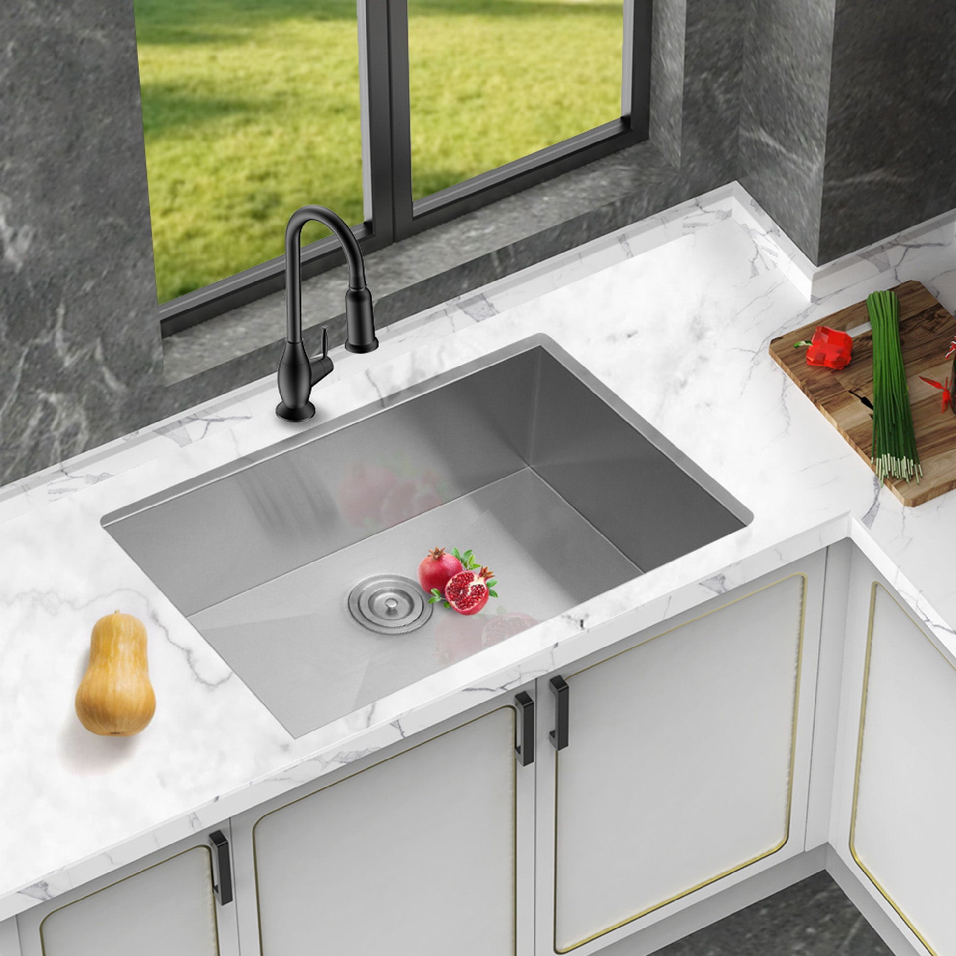 Undermount Stainless Steel Kitchen Sink, Deep Single Bowl Basin Daily Nest