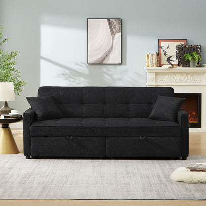 3 In 1 Convertible Sleeper Sofa Bed, Reclining Backrest, Pillows, Pockets Home Essentials