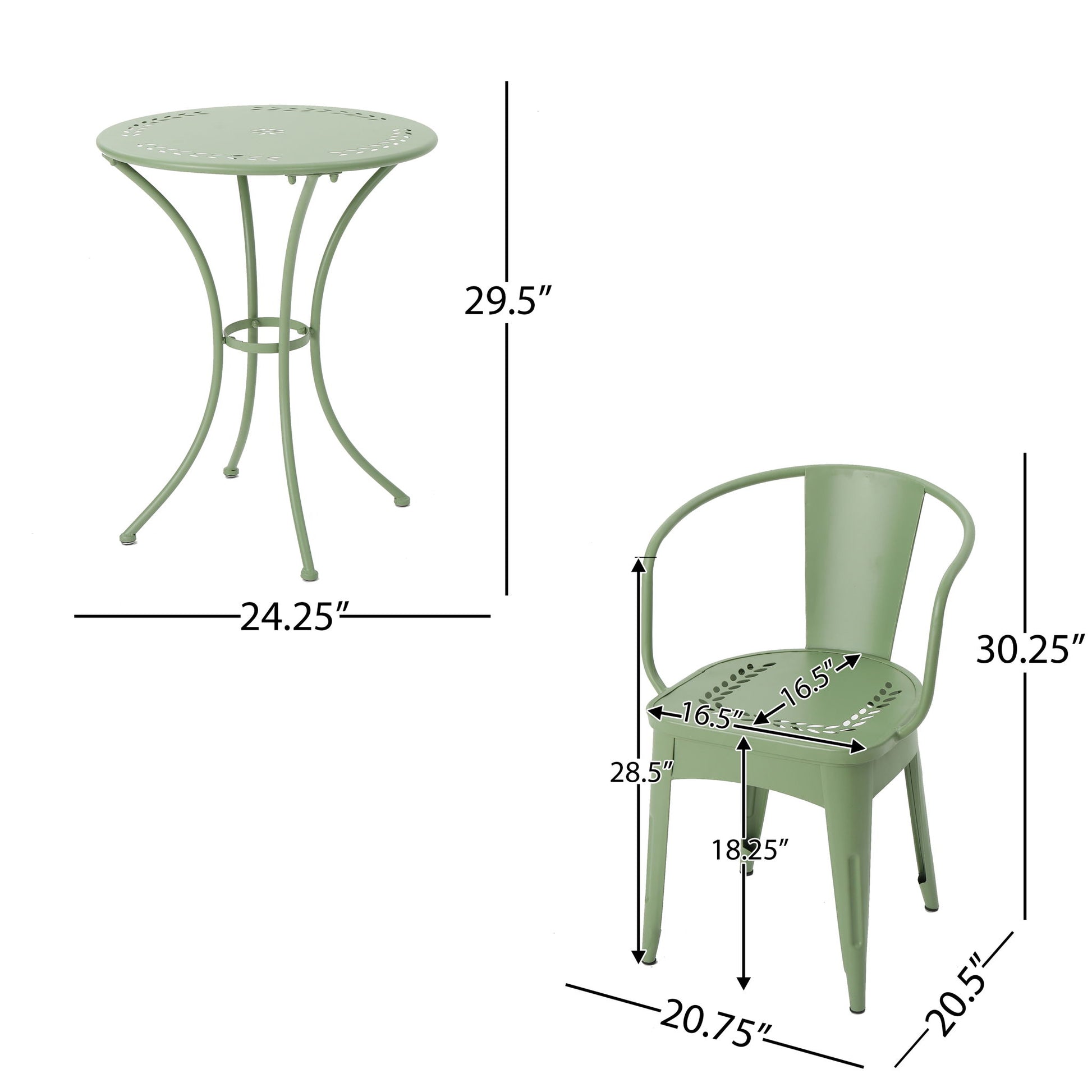Ambrosia - 3 Piece Bistro Set With Leaf Motifs Top And Seat Noble House