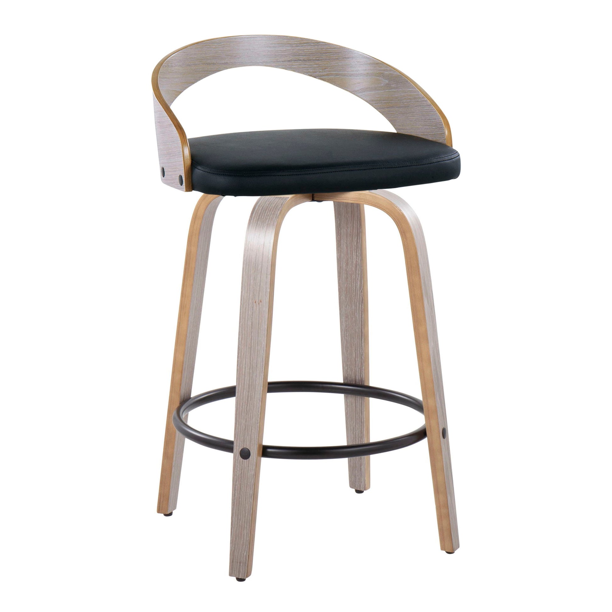 Grotto - Mid Century Modern Fixed Height Counter Stool With Swivel With Round Footrest (Set of 2) Lumi Source