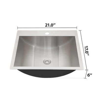 21 X 17" Drop In Bathroom Sink With Pop Up Drain, Stainless Steel Su304, Durable & Rust Resistant, Easy Installation - Brushed Nickel Daily Nest