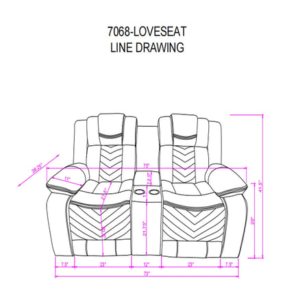Raize - 10 Power Console Reclining Loveseat With LED - Gray Global Furniture USA