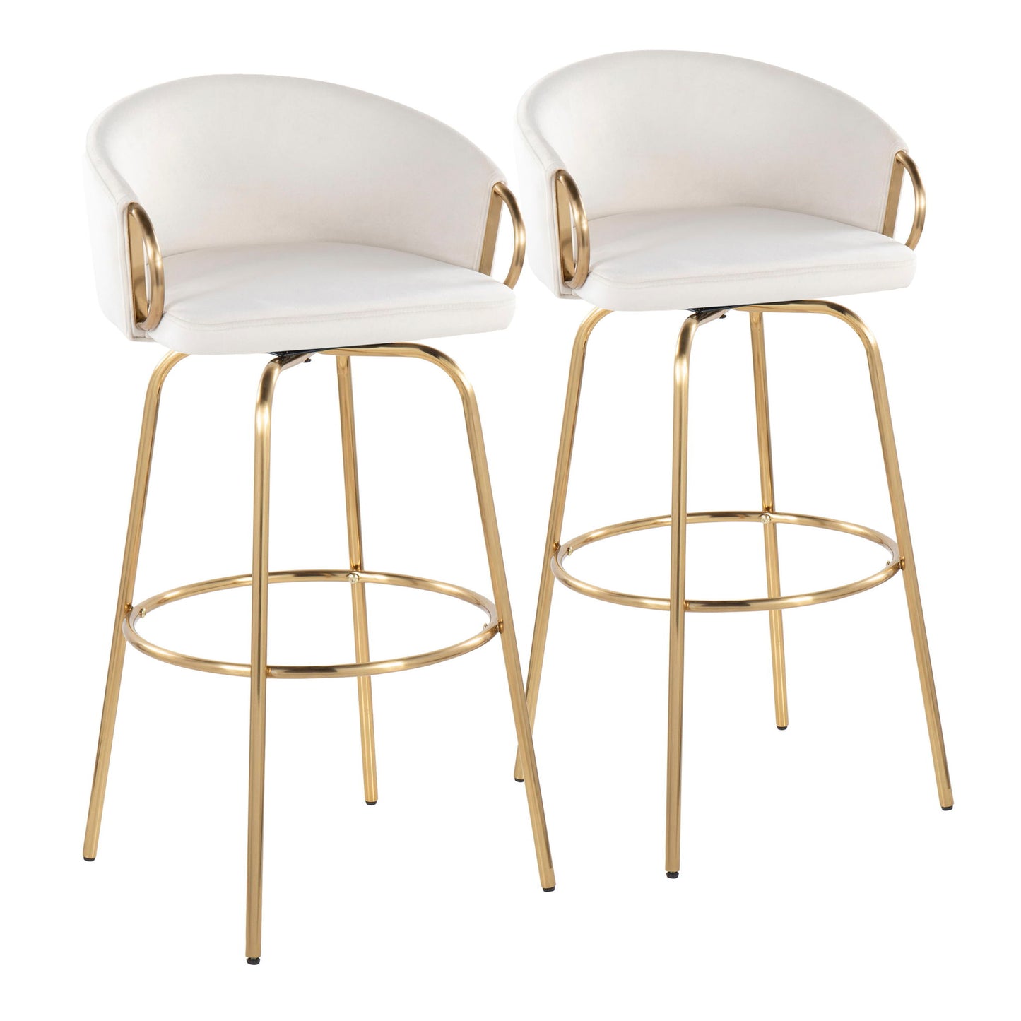 Claire - Contemporary / Glam Fixed Height Bar Stool (Set of 2) Round Footrest (Set of 2) Lumi Source