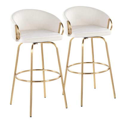 Claire - Contemporary / Glam Fixed Height Bar Stool (Set of 2) Round Footrest (Set of 2) Lumi Source