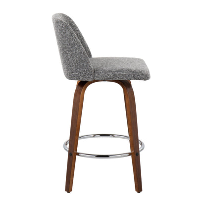 Toriano - Mid-Century Modern Fixed Height Counter Stool With Round Footrest (Set of 2) Lumi Source