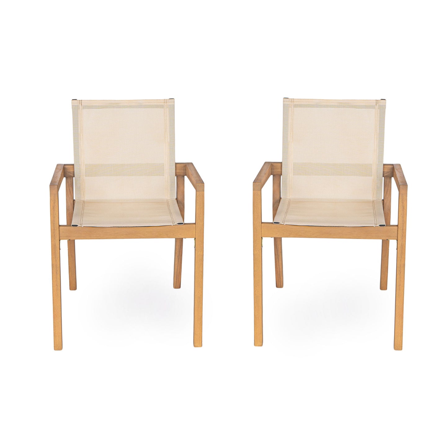 Belfast - Dining Chair With Acacia Wood Frame And Mesh Seating (Set of 2) Noble House