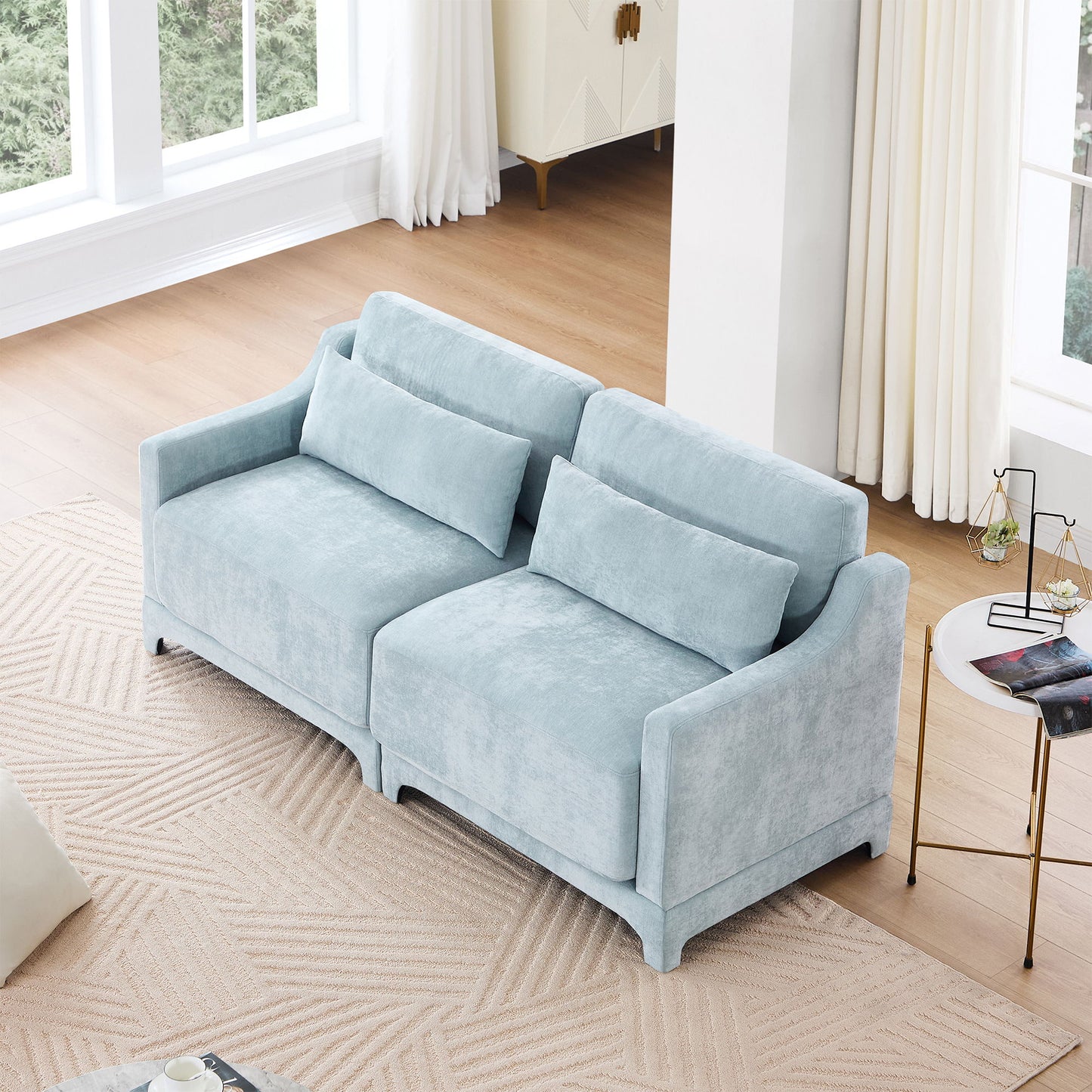 Elegant Sofa With Ergonomic Design And Lumbar Pillows Home Essentials