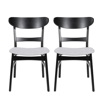 Mid Century Dining Chairs With Cushioned Seats And Wood Frame (Set of 2) Noble House