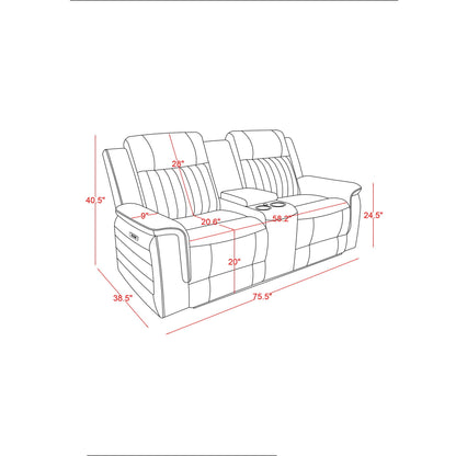 Ian - Power Reclining Sofa With LED Lighting, Surround Sound & Subwoofer - Charcoal Global Furniture USA