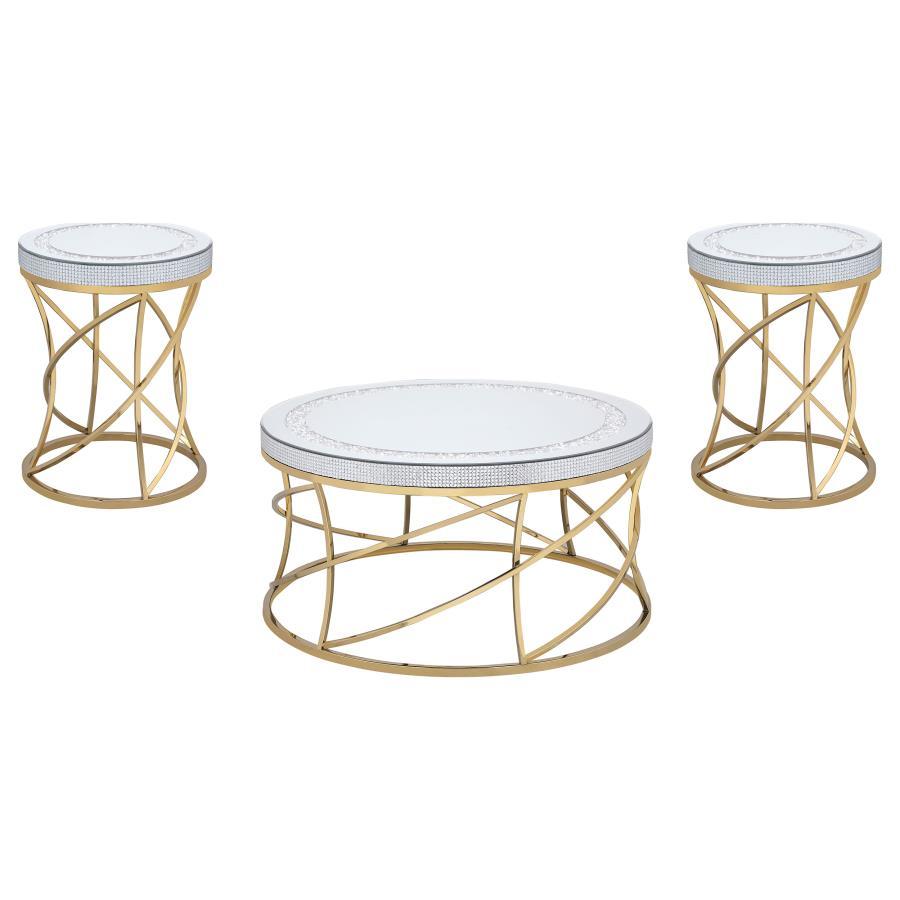 Elise - Round Mirror Top Coffee Table Set Coaster Fine Furniture