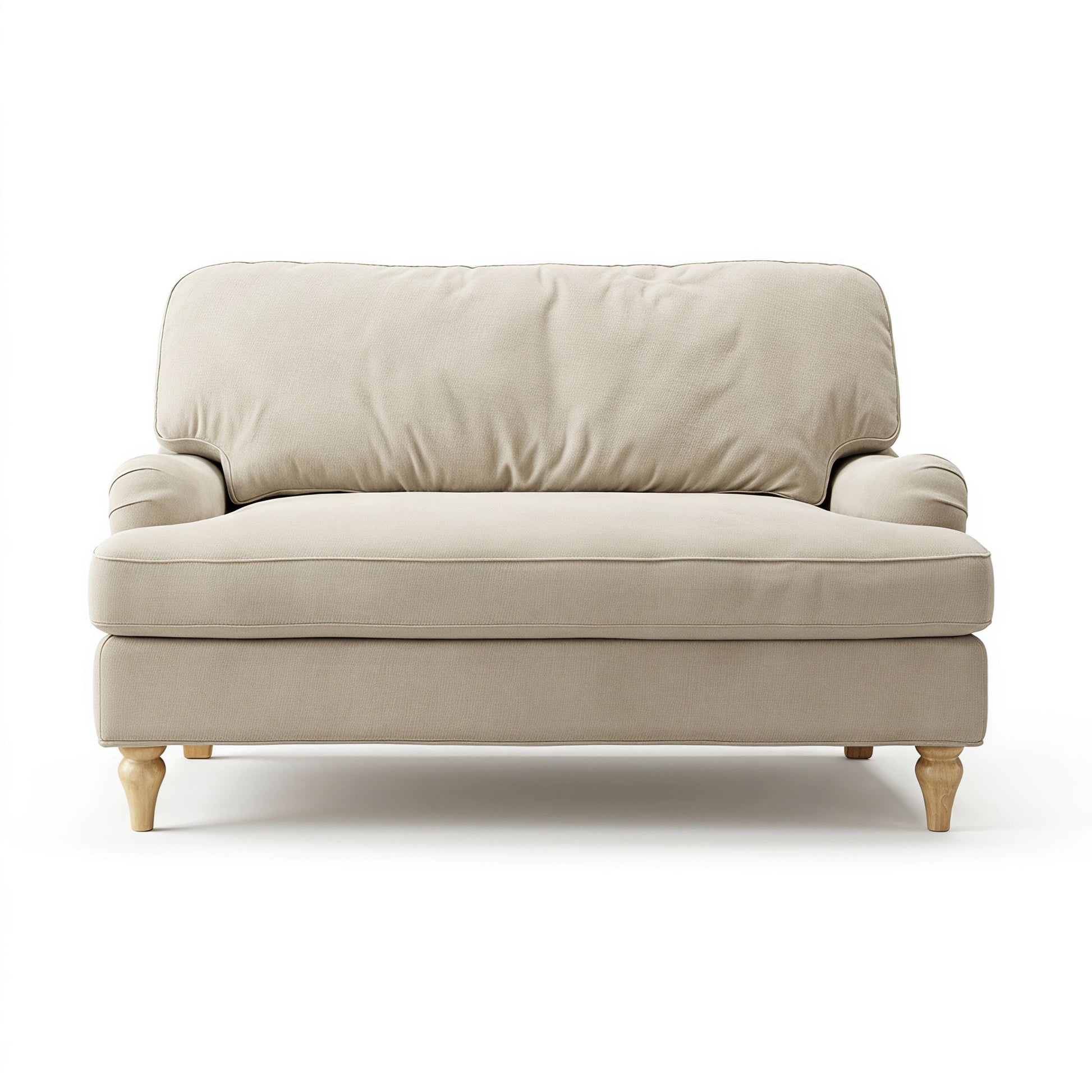 Loveseat Sofa, Upholstered Small Couch For Living Room - Cream Beige Home Essentials