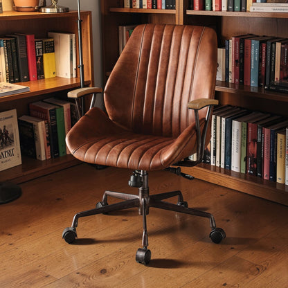 Brancaster - Aluminum Top Grain Leather Office Chair - Coffee Acme