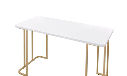 Estie - Writing Desk - White / Gold Acme