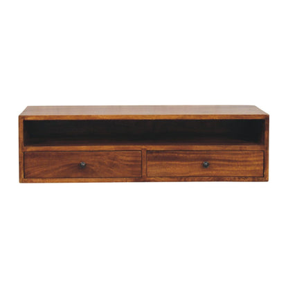 Lunar - 2 Drawer Wall Mounted Media Unit - Brown Artisan Furniture