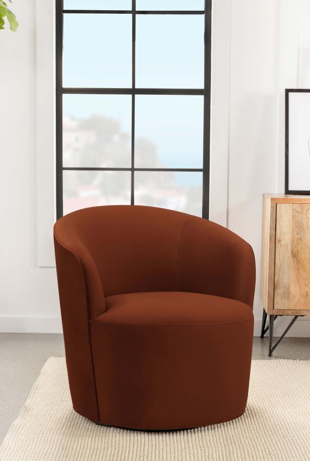 Joyce - Upholstered Barrel Back Swivel Chair CoasterEssence