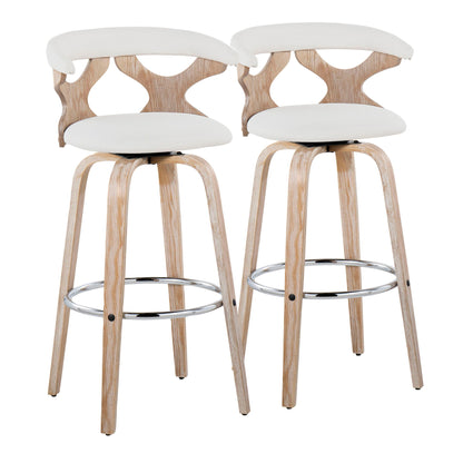 Gardenia - Contemporary Fixed Height Barstool With Swivel With Round Footrest (Set of 2) Lumi Source