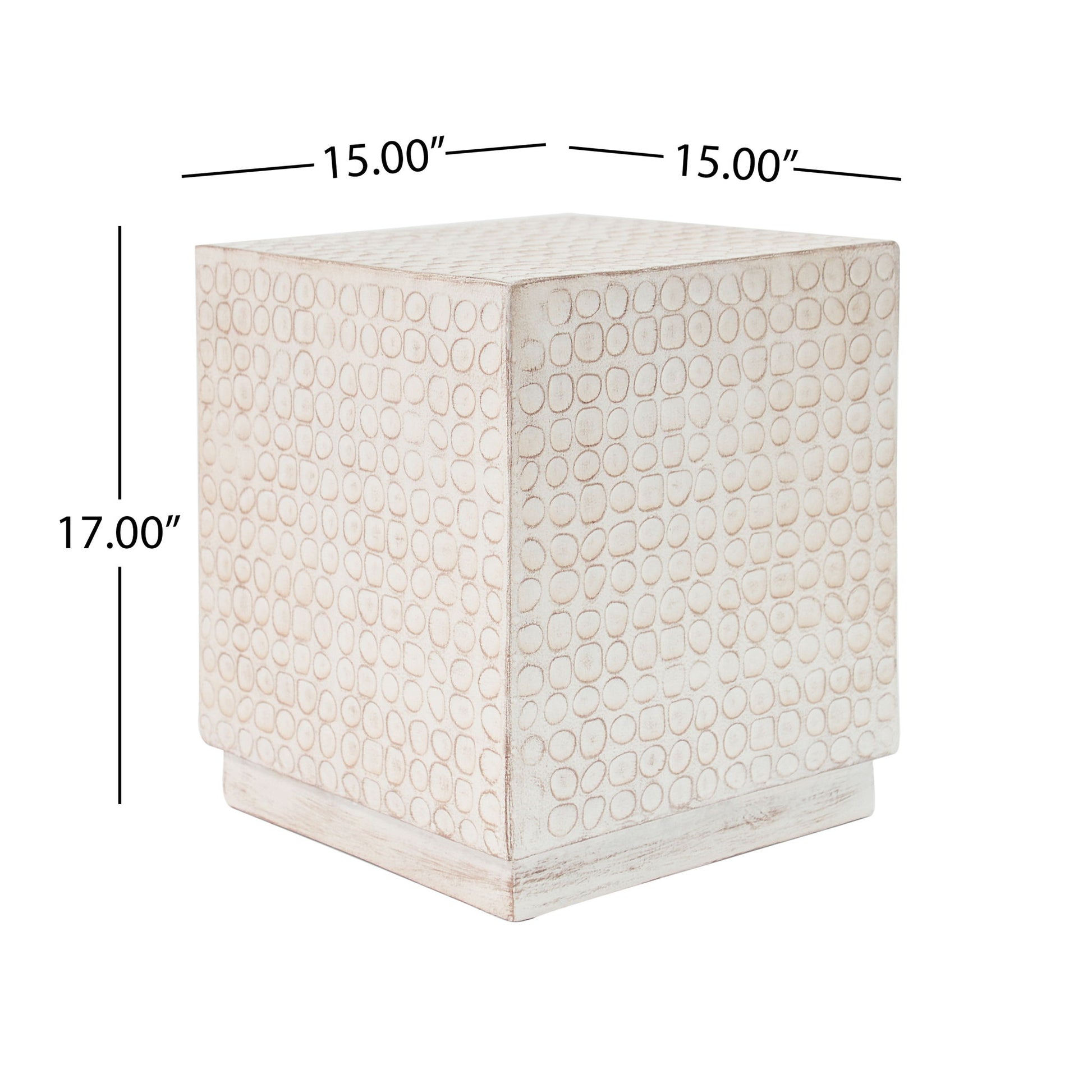 Chic Modern Mgo Cube Side Table With Fluted Design - Antique Brown Noble House