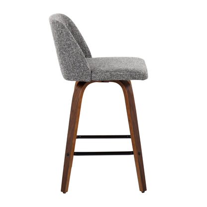 Toriano - Mid Century Modern Fixed Height Counter Stool & Square Footrest (Set of 2) Lumi Source