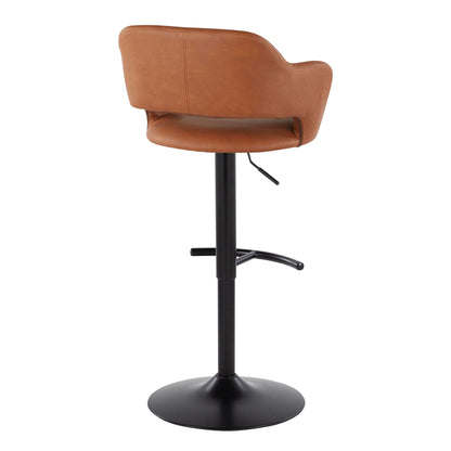 Margarite - Contemporary Adjustable Barstool With Swivel With Rounded T Footrest (Set of 2) Lumi Source