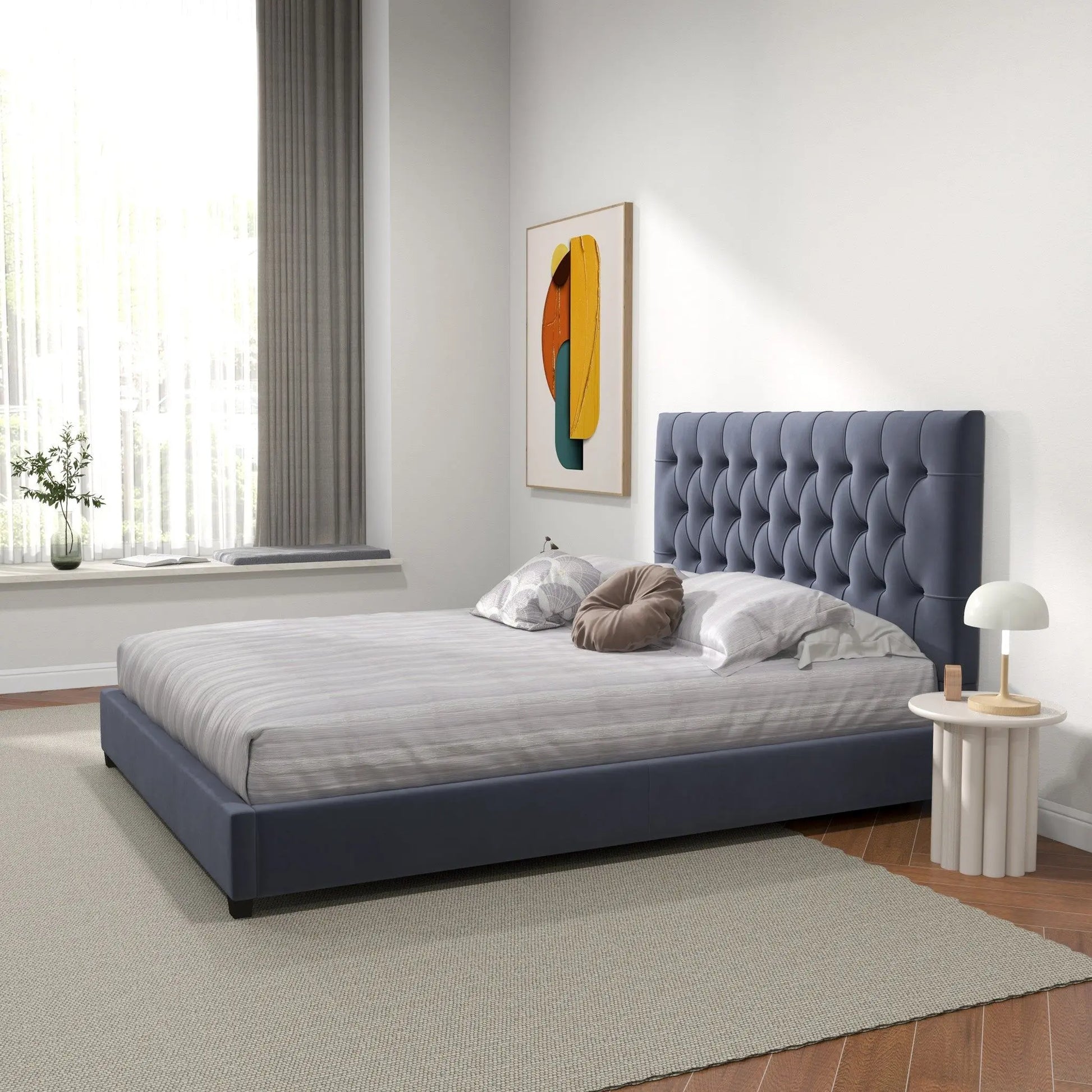 Donald - Mid-Century Modern Upholstered Platform Bed Ashcroft Furniture