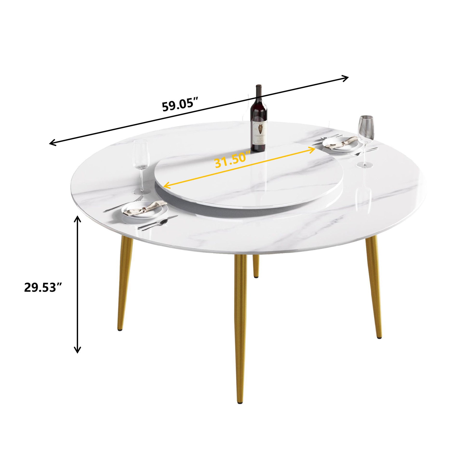 Modern Artificial Stone Round Dining Table, Can Accommodate 6 People Artificial Stone Turntable - White Home Essentials