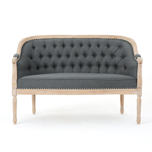 French Country Chesterfield Style Tufted Loveseat Noble House