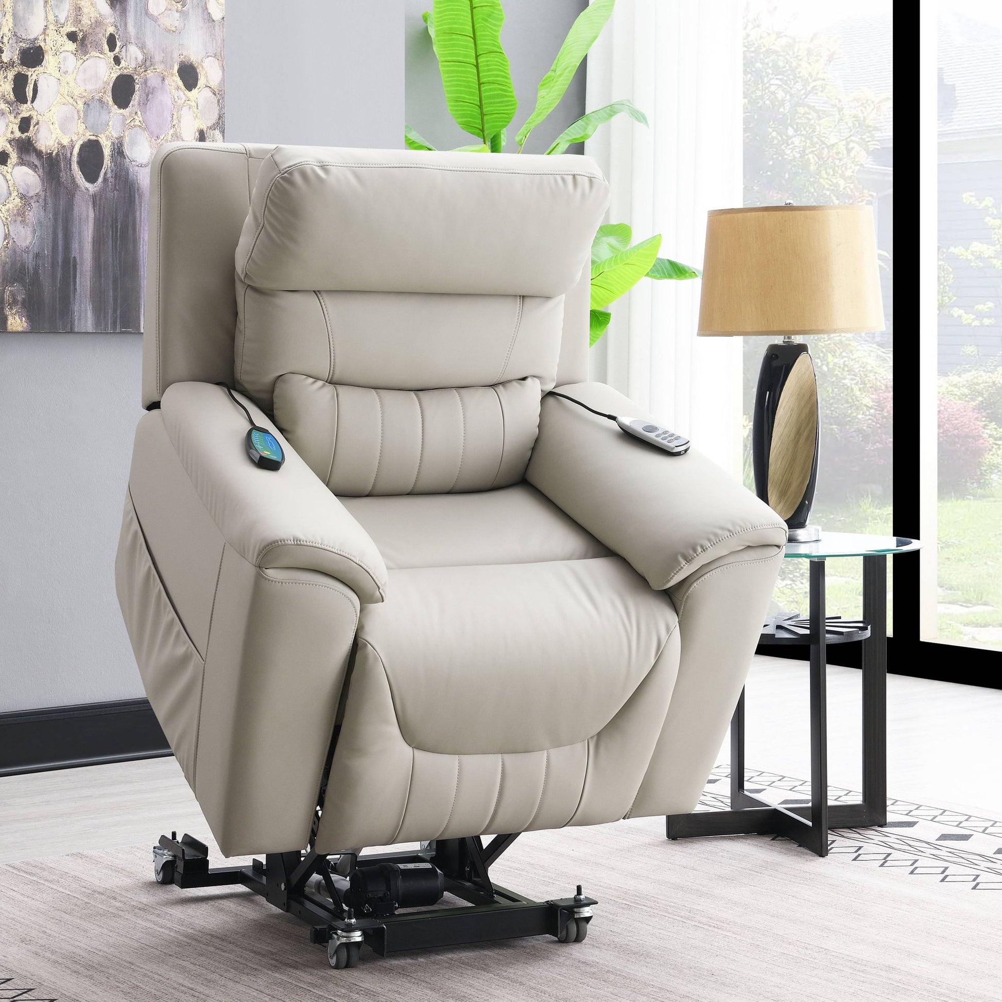 Marsha - Power Recliner With Lift & Massage - Light Gray Home Essentials